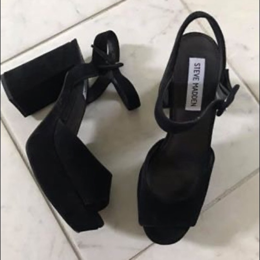 Steve Madden black velvet platform sandals